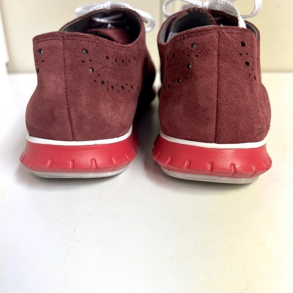 Cole Haan ZeroGrand Perforated Wingtip Oxford - Zinfandel Red Suede women’s 9B - Picture 7 of 9
